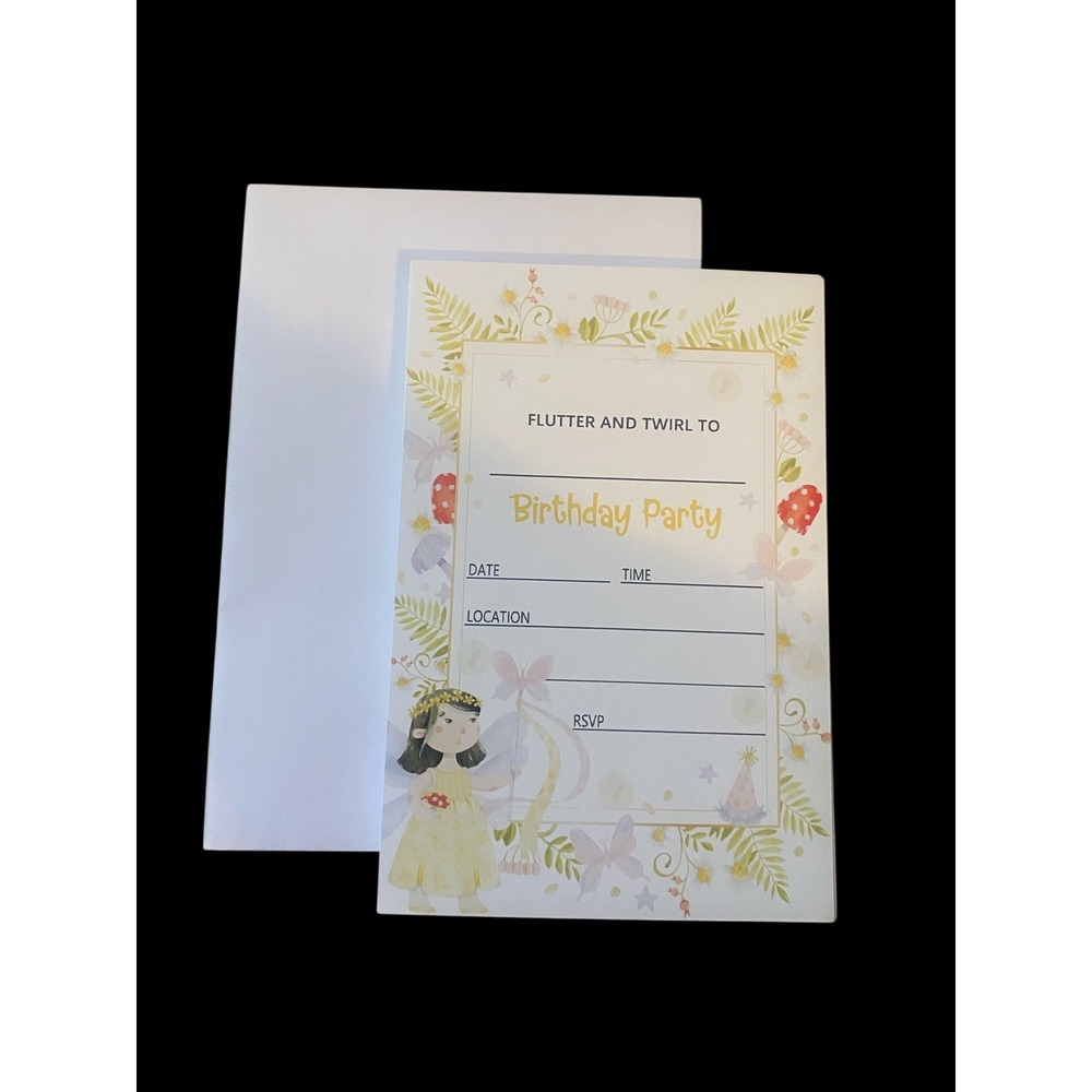Fairy Birthday Party‎ Invitations Set of 20 Envelopes Included